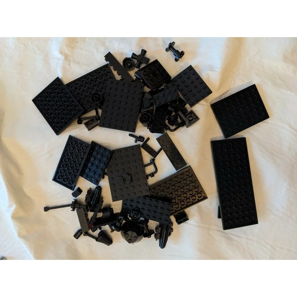 Lego Lot of 50+ Vintage Classic Black Tiles Smooth Flat Long Printed